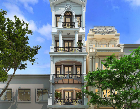 Mẫu nhà tân cổ điển 6 tầng 6x20m ấn tượng trong thiết kế