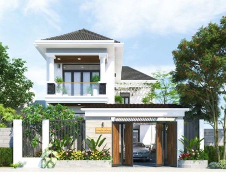 Hình ảnh thi công biệt thự 2 tầng mái thái anh minh tiền giang