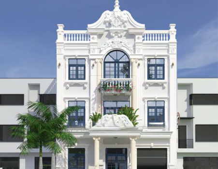 Phối cảnh 3D mẫu khách sạn mini 3 tầng tân cổ điển đẹp