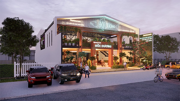 Mẫu thiết kế nhà hàng 2 tầng đẹp hiện đại