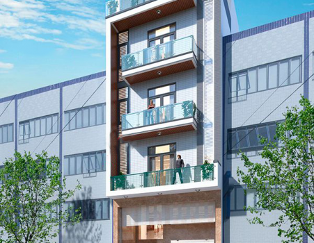 Thiết kế cao ốc 4 tầng hiện đại cho thuê